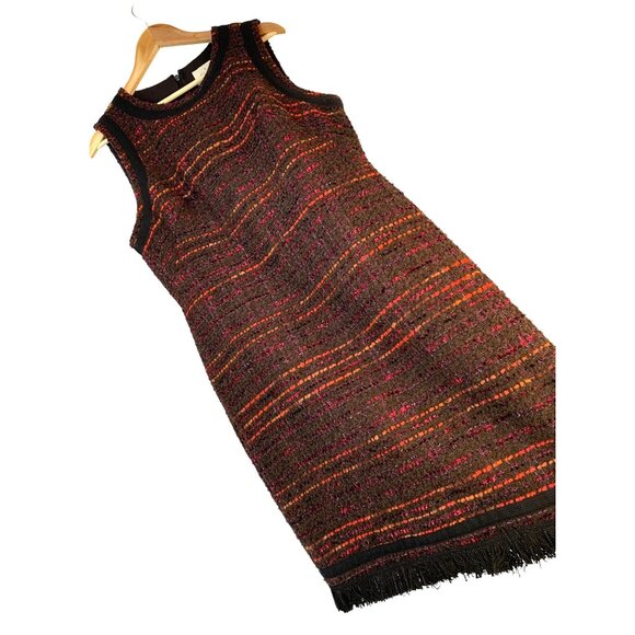 NWT Kate Spade NY So Foxy Metallic Tweed Sheath Dress Size 16 Fringe RY10400 $39 - Picture 1 of 9